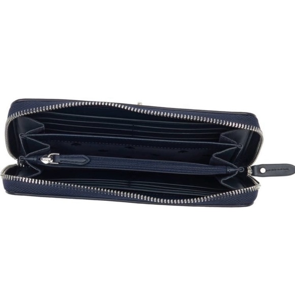 Kate Spade NWT blue multi colored embroidered denim cherry long wallet $135 - Picture 10 of 11